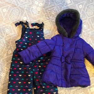 2T Oshkosh winter coat and snow bibs